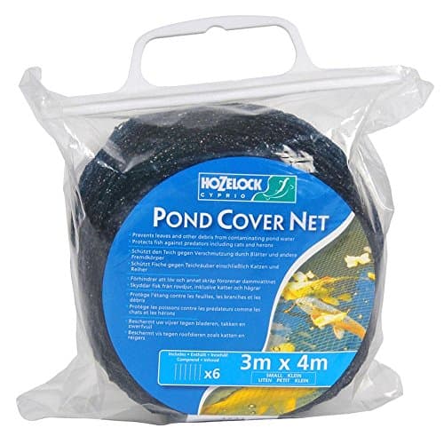 Image of HOZELOCK - Pond Protection Net 3 x 4 m : Ideal for Protecting the Pond from Leaves, Large Debris and Predators: Supplied With 4 Stakes [1731 0000], Black