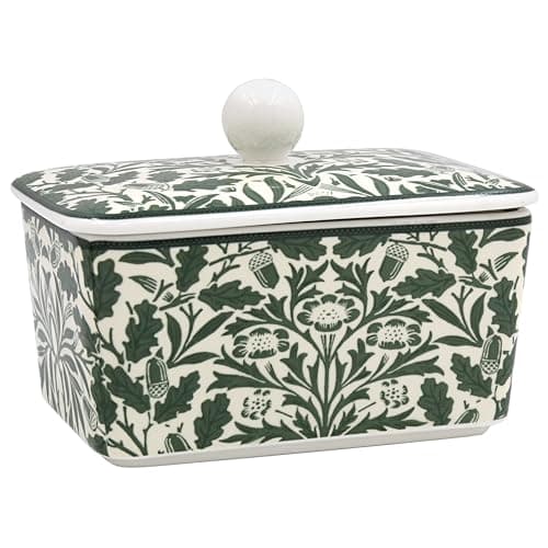 Image of The Leonardo Collection William Morris Acorn Butter Dish for Kitchen & Home | Dishwasher Safe Butter Dish with Lid for Keep Butter Fresh | Durable BPA-Free Butterdish for Butter Storage