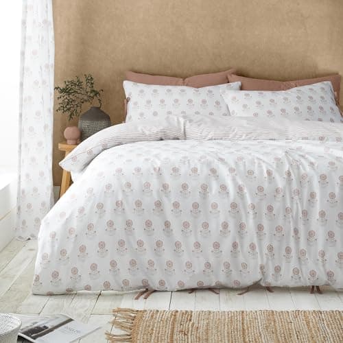 Image of Pineapple Elephant Woodblock Floral So Soft King Duvet Cover Set with Pillowcases Clay