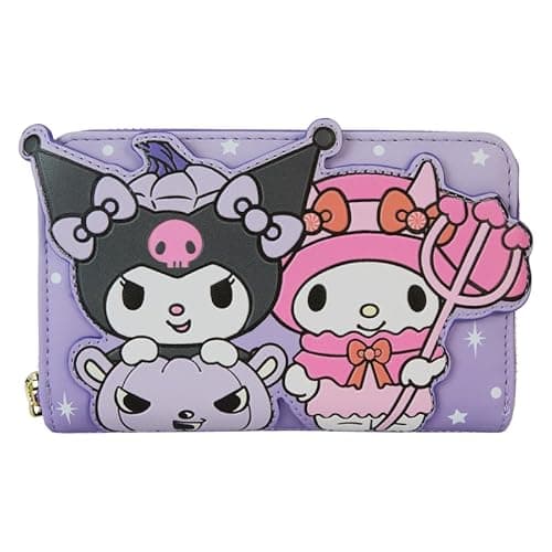 Image of Loungefly Sanrio Kuromi and My Melody Halloween Zip Around Wallet, Purple, Standard, Zip Around Wallet