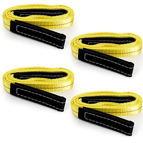 Image of TOPZEA 4 Pack Lifting Sling Straps,1.8M x 2.5CM Durable Nylon Tow Straps Rigging Strap with 2 Wide Flat Eye Loops, Max Breaking Strength 3300lbs