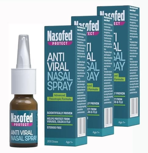 Image of Nasofed Anti Viral Nasal Spray. Helps Protect from Viruses, Colds & Flu. 4 Hours Protection with Each Application. Steroid Free. 3 x 10 ml