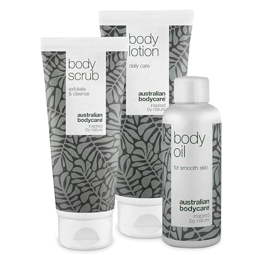 Image of Tea Tree Oil Set for Scar & Stretch Mark Reduction | Vegan, Dermatologically Tested | Contains Body Scrub (200ml), Oil (150ml), Lotion (200ml)