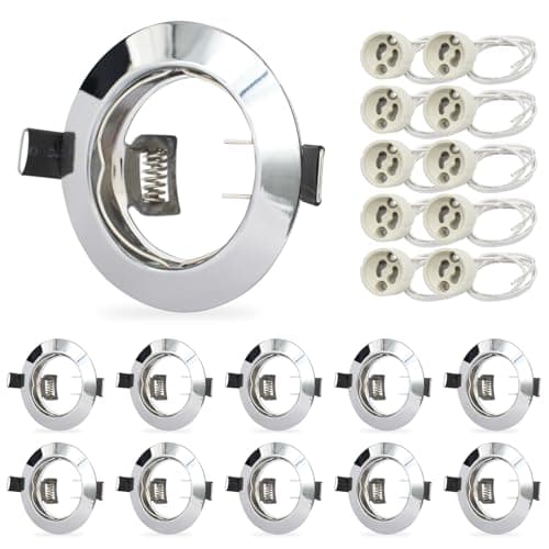Image of HiBay 10x Recessed Ceiling Lights GU10 Polished Chrome Downlights Round Recessed Ceiling Spotlights for Kitchen Living Room Bedroom 240V, 78mm Outer Diameter, 65-68mm Cut-Out Holes, Without Bulb