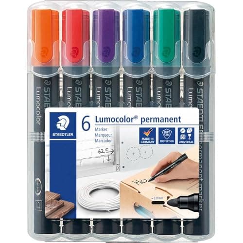Image of STAEDTLER Lumocolor 352 WP6 Bullet Tip Permanent Marker - Assorted Colours (Pack of 6)