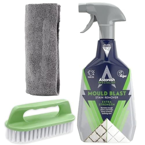 Image of Mould & Mildew Remover Spray 750ml Kit with Scrubbing Brush & Microfiber Cloth – Multi-Surface Anti Mould Cleaner for Walls, Tiles, Bathroom & Grout | Fast Acting Stain Removal & Protection Formula