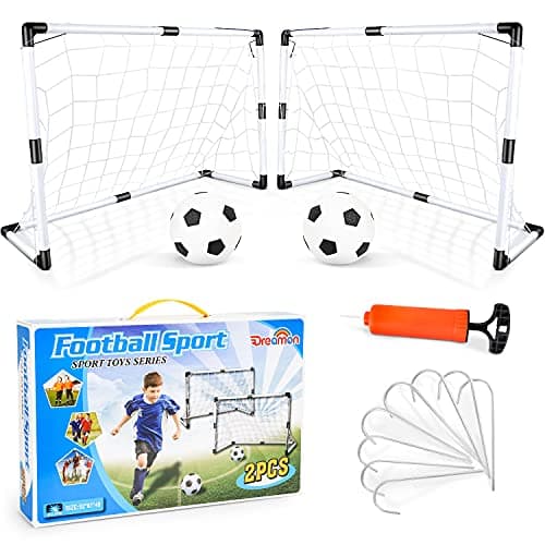 Image of Dreamon Set of 2 Kids Football Goal Post Net with Ball Pump Indoor Outdoor Soccer Sport Games Children Training Practice Toy Set