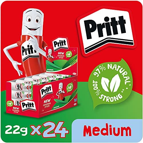 Image of Pritt 24927 Stick Medium Adhesive Glue Sticks, 22 g - Pack of 24,white