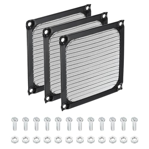 Image of PATIKIL 92mm Computer Fan Filter Grill with Screws, 3 Pack Aluminum Frame with Stainless Steel Mesh Dustproof Case Cover for Computer, Ventilator, Black