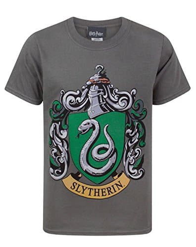 Image of Harry Potter T-Shirt Slytherin Crest for Kids Grey Top for Boys and Girls 5-6 Years