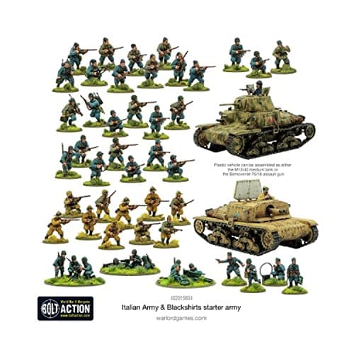 Image of Warlord Games Italian Army & Blackshirts Starter Army - 28mm Scale Plastic Miniatures for Bolt Action Highly Detailed World War 2 Miniatures for Table-top Wargaming