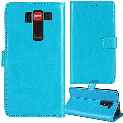 Image of Dingshengk Book Stand Premium Retro Business Flip Leather Protector Case For Amplicomms PowerTel M9000 Magnetic Card Slot Wallet Protective Bumper Folio Pouch (Blue)