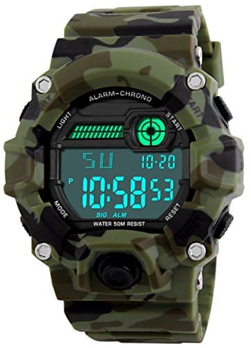 Image of BHGWR Kids Digital Watches, Boys Sports Watch with Alarm/Timer/Shock Resistant, Teenagers Childrens 5 Bars Waterproof Electronic Wrist Watch for Boys Camouflage
