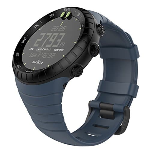 Image of MoKo Watch Strap Compatible with Suunto Core Smart Watch, Classic Replacement Soft TPU Wristband with Metal Clasp and Black Buckle, Fits 5.51"-9.06" (140mm-230mm) Wrist, Midnight Blue