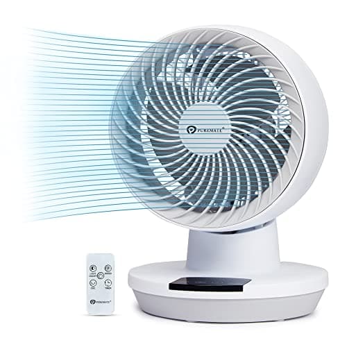 Image of PureMate 8-Inch Air Circulator Fan with Oscillation, 3 Speeds Setting and Timer, LED Display & Remote Control, Perfect for Desks, Bedrooms & Offices