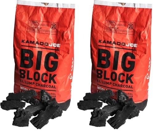 Image of Kamado Joe KJ-CHAR Natural Reusable Lump Charcoal for BBQ, Smoking, Grilling. Long Life Up to 18 Hours, 9.1kg, Pack of 2, Black, XL