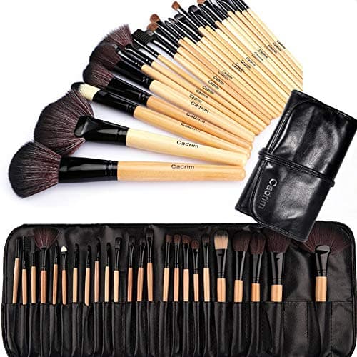 Image of Makeup Brushes Set 24pcs Natural Hair Synthetic Wood Handle Cadrim Professional Makeup Brush Set Foundation Powder Blush Blending Shading Eyeshadow Concealers Cosmetic Brushes Kit Travel Makeup Brush