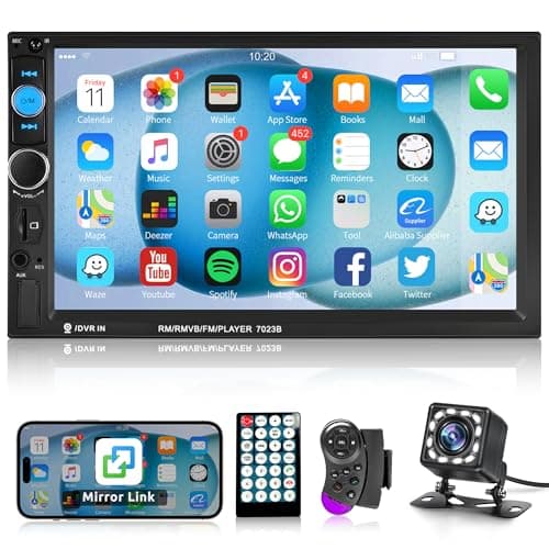 Image of 7 Inch Touch Screen Car Radio Rimoody Double Din Car Stereo Bluetooth Handsfree FM Radio Mirror Link USB Car Audio Receiver Remote Control Steering Wheel Control Backup Camera