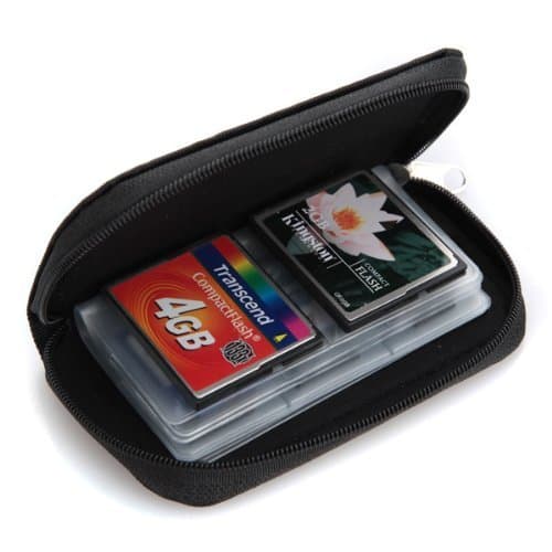 Image of King of Flash Black Small Zip Up 18 x SD/SDHC & 4x CF Compact Flash Memory Card Holder Protector Pouch Bag Case