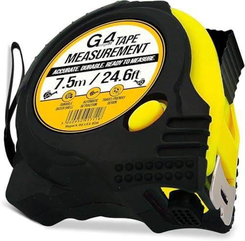 Image of G4GADGET 7.5 Meter Tape Measure – Heavy Duty 25mm Wide Blade, Retractable Griplock Design, Metric & Imperial Markings, Shockproof Rubber Case, Professional Measuring Tool