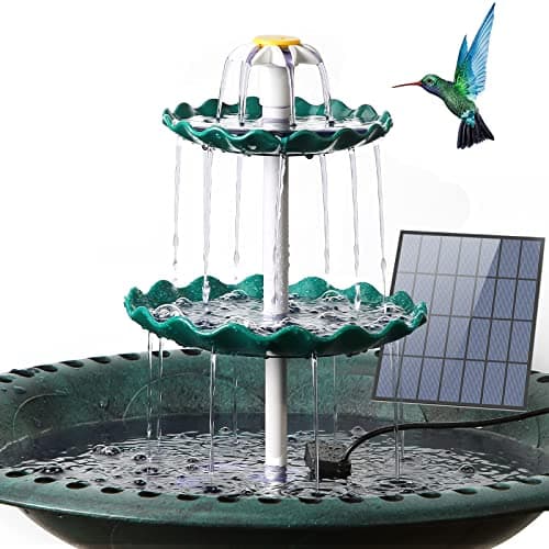 Image of AISITIN Bird Bath 3 Tiered with 3.5W Solar Pump, DIY Solar Fountain Detachable and Suitable for Bird Bath, Outdoor Garden Decoration, Bird Feeder