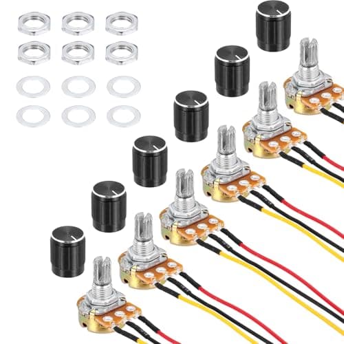 Image of sourcing map 6 Pack WH148 Potentiometer 20K Ohm Single-Joint Variable Resistors 3 Terminals Linear Taper Rotary 20cm JST-XH2.54 Connector Wire with Knob Cap for Audio Volume Control