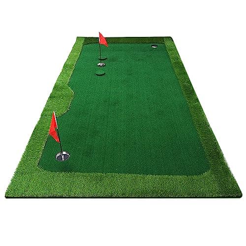 Image of MEEVINWH Golf Practice Mat, for Indoor Outdoor Use, Durable, Wear Resistant, Realistic Ball Roll, Putt, Chip, Drive Training, with True Turf Feel, Easy Setup and Storage (0.75×3m)