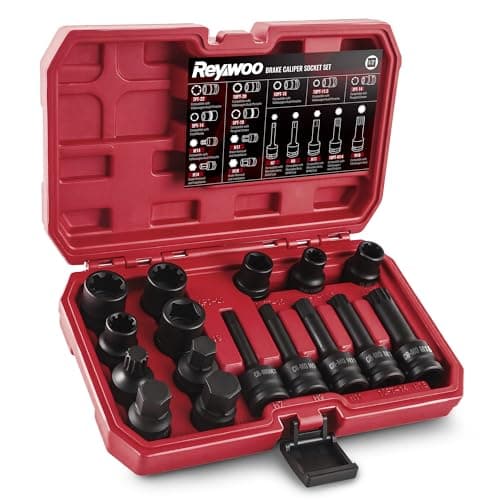 Image of Reywoo 16-Piece Impact Brake Caliper Socket Set, 1/2" Square Drive Brake Adjusting Tool Kit Compatible with Audi Benz BMW Porsche Ford VW