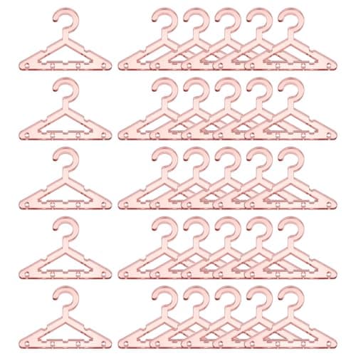 Image of PATIKIL 50pcs Clothes Hanger Earring Holder, Mini Acrylic Coat Hangers Earring Hangers Hanger Rack for Earring Holder Organizer Stand Studs, Rose Gold