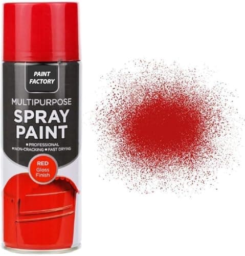 Image of Paint Factory® 400ml Professional Quality Fantastic Finish All-Purpose Interior Exterior Household Spray Paint for Wood Metal Plastic Ceramics & More (Red Gloss)