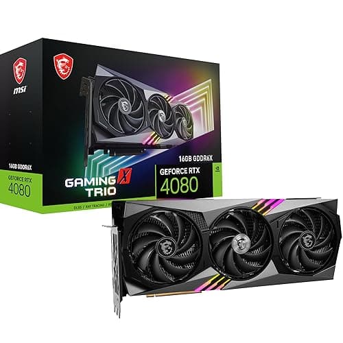 Image of MSI GeForce RTX 4080 16GB GAMING X TRIO Gaming Graphics Card - 16GB GDDR6X, 2610 MHz, PCI Express Gen 4, 256-bit, 3x DP v 1.4a, HDMI 2.1a (Supports 4K & 8K HDR)