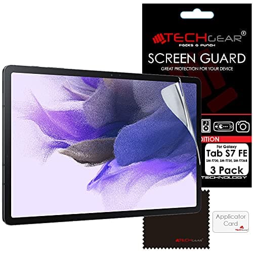 Image of TECHGEAR 3 Pack Galaxy Tab S7 FE 12.4" Screen Protectors (SM-T730 / SM-T736), Ultra CLEAR Screen Protector Guard Cover Designed for Samsung Galaxy Tab S7 FE 2021