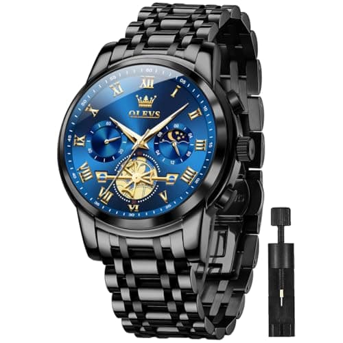 Image of OLEVS Men Watch Chronograph Stainless Steel Quartz Business Dress Luminous Waterproof Multi-Function Men Wrist Watch