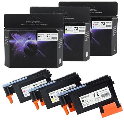 Image of 72 Printhead-3 Pack(With Chip)Compatible with HP Designjet T610 T620 T770 T790 T1100 T1120 T1200 T1300 T2300 Printer Replacement Print Head-3 Pack (Cyan/Magenta, Matte Black/Yellow, Gray/Photo Black)