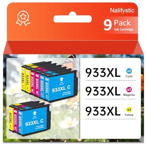 Image of 933XL Ink Cartridges Multipack 9 Pack, Compatible for HP 932XL 933XL Colour Ink, 3C/3M/3Y, High Yield Replacement for HP OfficeJet 6600 7612 7510 6700 7110 7610 6100, Printer Ink Combo Pack