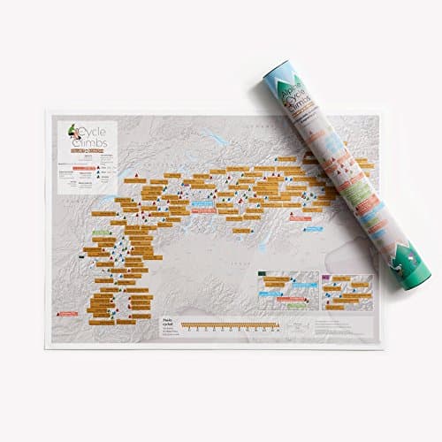 Image of Scratch Off Alpine Cycling Print - Maps International - cycle gift poster - enthusiasts - alps peaks - gift tube - a2 sized 59.4 (h) x 42 (w) cm