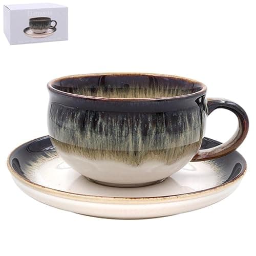 Image of Lesser & Pavey Reactive Glaze Cup and Saucer Set | Lovely Tea Cup Set Perfect for Any Home or Office | Tea Cups and Saucers or Coffee Cup and Saucer for Enjoying Hot Drinks - Elements