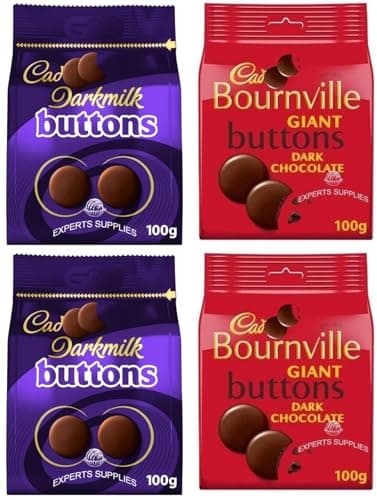 Image of Chocolate Bundle for Cad Bournville Dark Chocolate Giant Buttons Bag 100g & Darkmilk Giant Buttons 100 Pack of 4 Treat Gift Hamper For Christmas By Experts Supplies Ltd