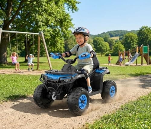 Image of Electric Baby Stroller - Remote Control, 12V 4.5Ah Battery, Dual Drive Motors, Plastic Seat, and Plastic Wheels-Blue