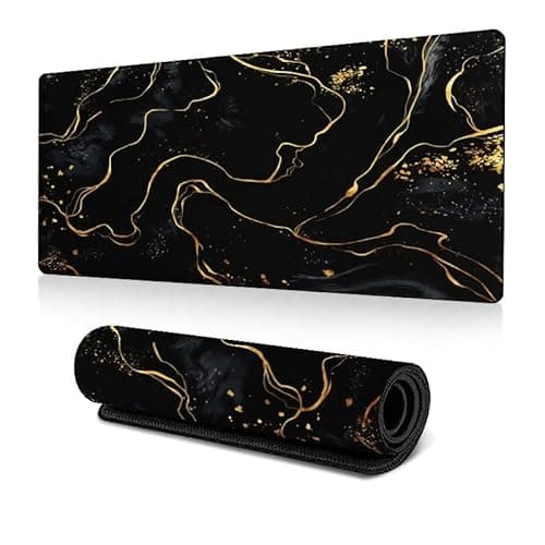 Image of GUSXPPD Large Gaming Mouse Pad, 80x30cm Mouse Mat XXL Non-Slip Computer Game Mouse Mat Desk Mat Desk Pad with Stitched Edges for Office and Home (Black-Gold, 90x40cm)
