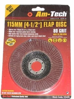Image of Amtech 115mm Flap Disc (80 Grit), Fine Aluminium Oxide Grinding Disc for Smoothing and Finishing Metal Surfaces