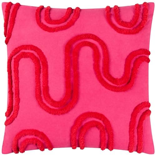 Image of furn. Heya Home Archie Tufted Cushion Cover, Pink/Red