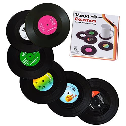 Image of 6pcs Solid Retro CD Record Vinyl Coasters Mat for Home/Bar Coffee Tea Drink Use Insulate&protect furniture