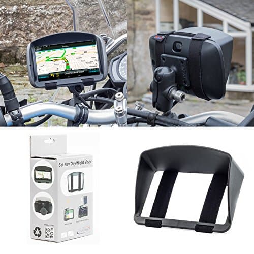 Image of Digicharge Sun Shade Visor For 4.3'' 5'' Motorbike Sat Nav, Compatible with Garmin Zumo 595LM 396LMT-S 346LMT-S 396 346 LMT-S LMT TomTom Rider 500 550 450 420 42 410 BMW GPS With Secure Strap Fitting
