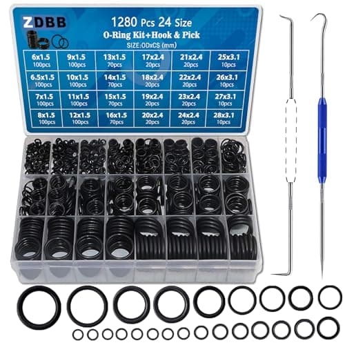 Image of ZDBB 1280 Pcs 24 Size Rubber O-Ring Assortment Kit with Pick and Hook Set for Pressure Washer Faucet Plumbing OD 6mm-28mm