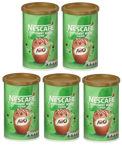 Image of NESCAFÉ Aero Peppermint Mocha Instant Coffee Tin, 250g (Pack of 5) – Multiserve Frothy Instant Coffee Inspired by Aero Peppermint – 1250g Total