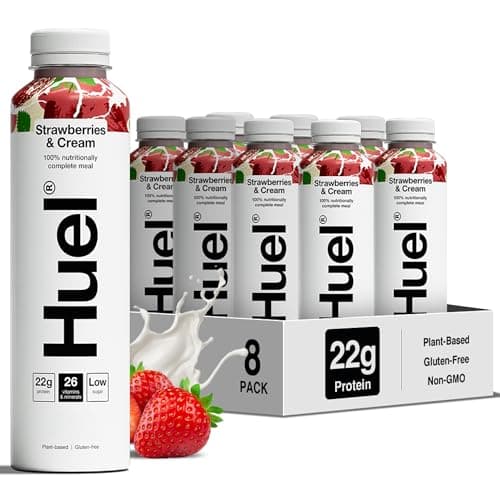 Image of Huel Ready-to-drink Meal, Strawberries and Cream Protein Drink, 8 x 500ml Bottles, Protein Shakes, Pre-Portioned Meal, 20g of Protein per Bottle, Rich in Essential Vitamins, Meal Replacement Shake