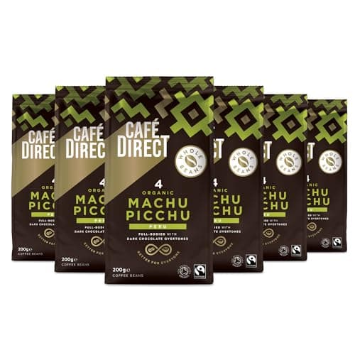 Image of Cafédirect Fairtrade Machu Picchu Whole Bean Arabica Coffee, 200 g (Pack of 6)