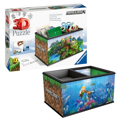 Image of Ravensburger Minecraft Storage Box, 216 piece 3D Jigsaw Puzzle for Adults and Kids Age 8 Years Up - 216 Pieces - No Glue Required