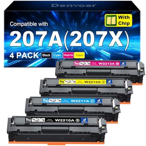 Image of 207A 207X Toner with Chip Compatible for HP 207A 207X for HP Color Laserjet Pro MFP M283fdw Toner Cartridges M283fdn M283cdw M282nw M255dw M255nw W2210A W2211A W2212A W2213A Black Cyan Yellow Magenta